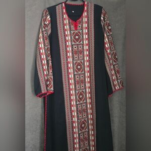 Embroidered Black and Red Dress